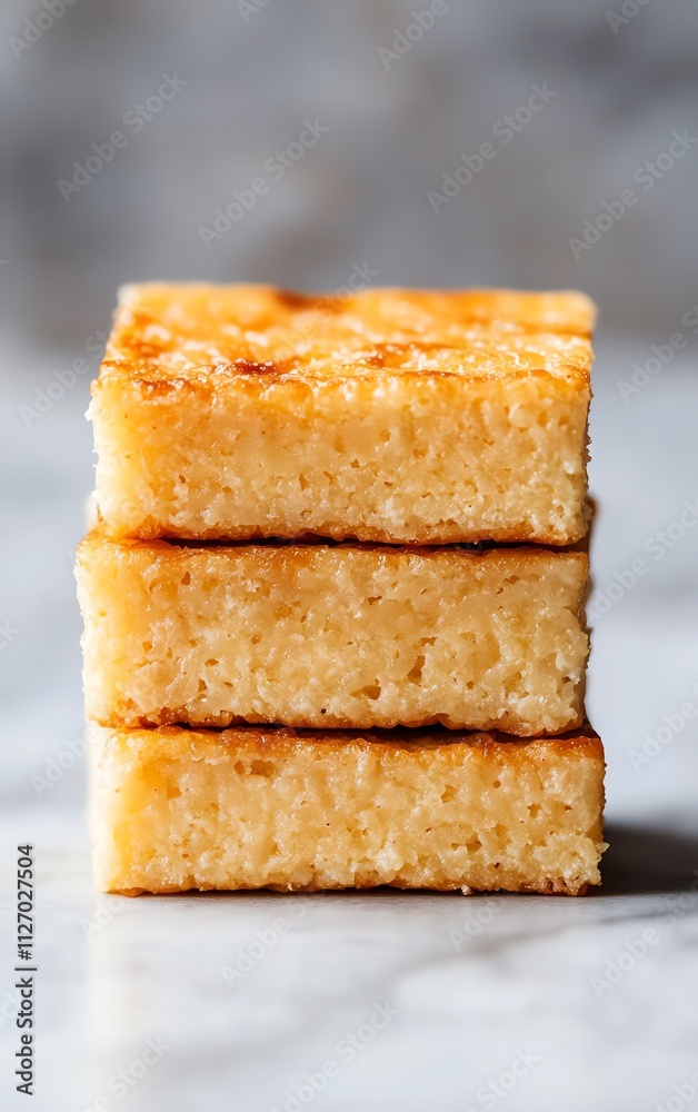 Stack of delicious golden cornbread squares Stack of delicious golden cornbread squares