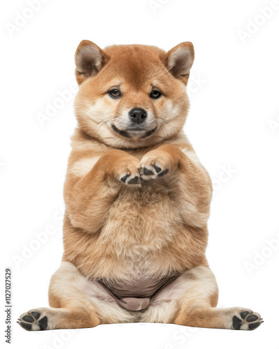 Adorable Shiba Inu Puppy Sitting Pretty isolated on a transparent background