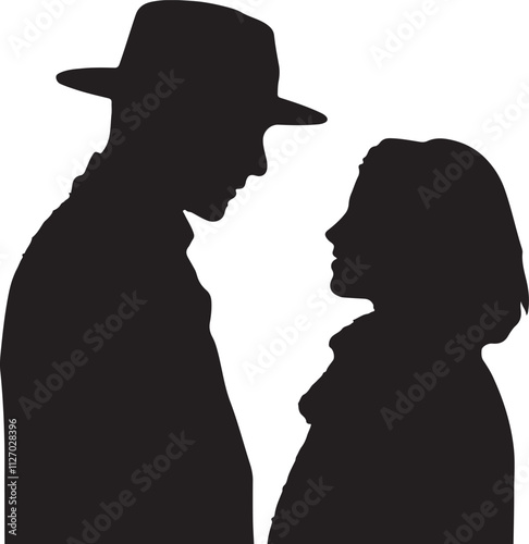 Love of couple young adult man and woman multiple exposure silhouettes