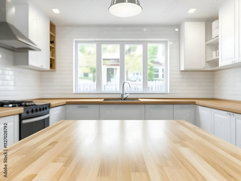 Fototapeta premium Light Kitchen Wood Table Illustration