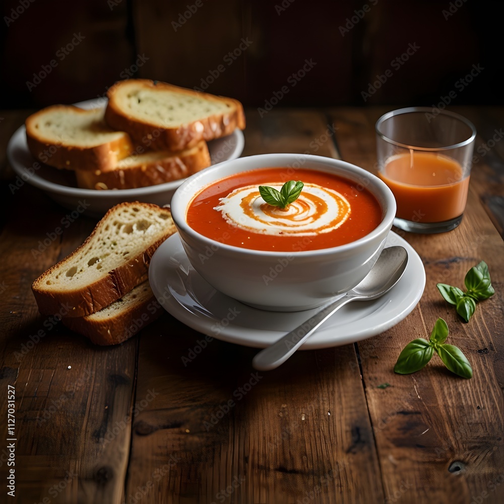 Homemade Tomato Soup with Creamy Texture and Seasonings