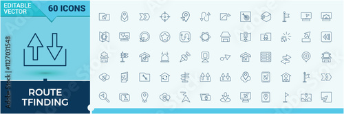 Direction icon collection. Includes thin line earth, star, navigation, placeholder, geography, local, tracing, marker. Modern thin icons. Vector illustration in modern line style.