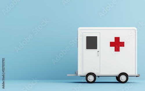 health warning concept. A detailed view of a mobile testing clinic providing risk-based health warnings and preventive care