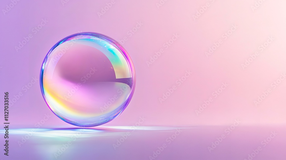 Iridescent Bubble on Lavender Background: A Study in Light and Reflection Iridescent Bubble on Lavender Background: A Study in Light and Reflection