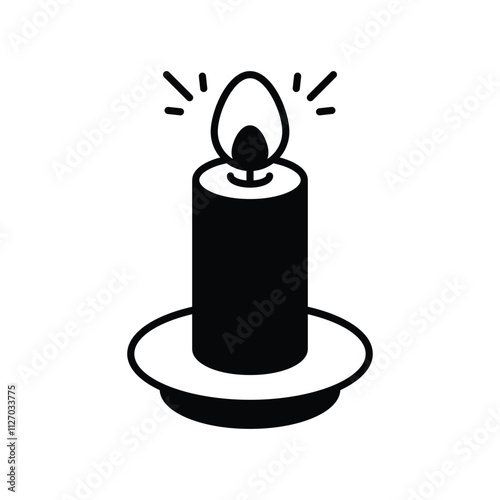 Candlelight Glow lgyph icon with white background vector stock illustration