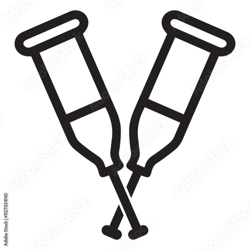 Crutches outline vector icon.