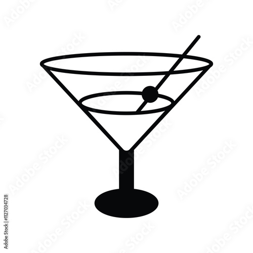 Cocktail Glass lgyph icon with white background vector stock illustration