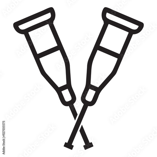 Crutches outline vector icon.