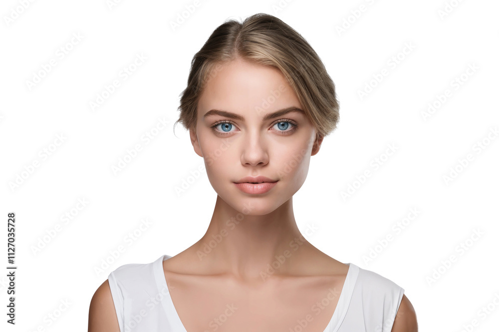 Portrait of a beautiful female model with blonde hair, isolated on transparent background Portrait of a beautiful female model with blonde hair, isolated on transparent background