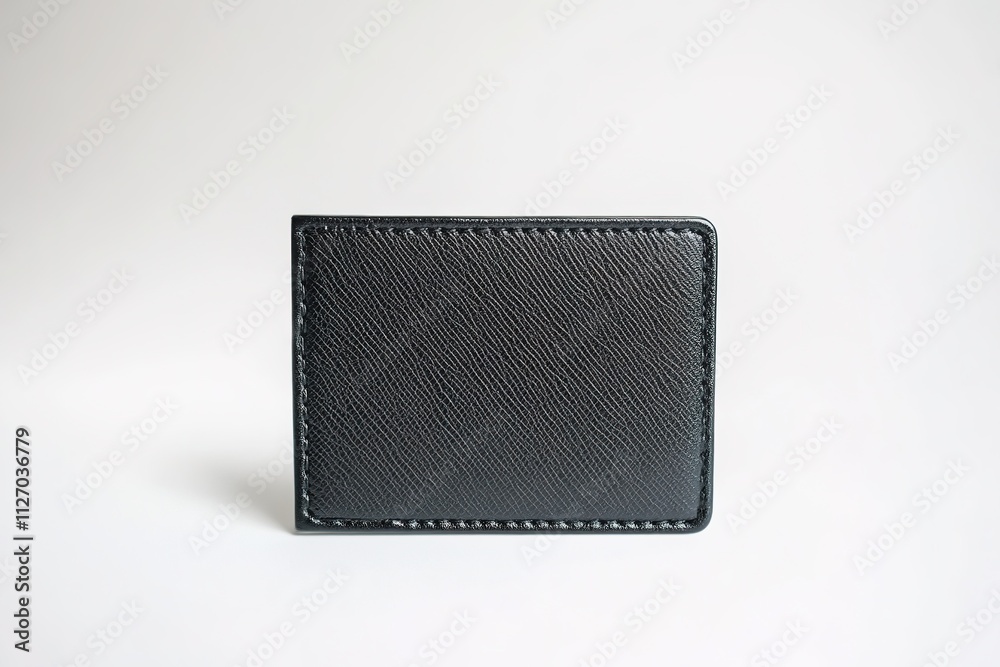 compact cardholder in black leather with embossed details displayed on clean white background compact cardholder in black leather with embossed details displayed on clean white background