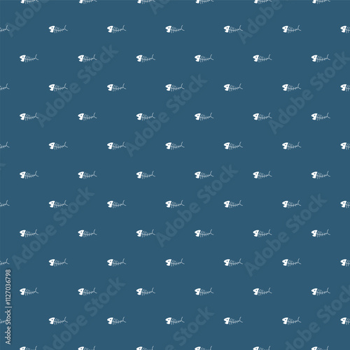 Cute Fish bones Seamless pattern. Cartoon Fish skeleton, background. Vector Illustration.