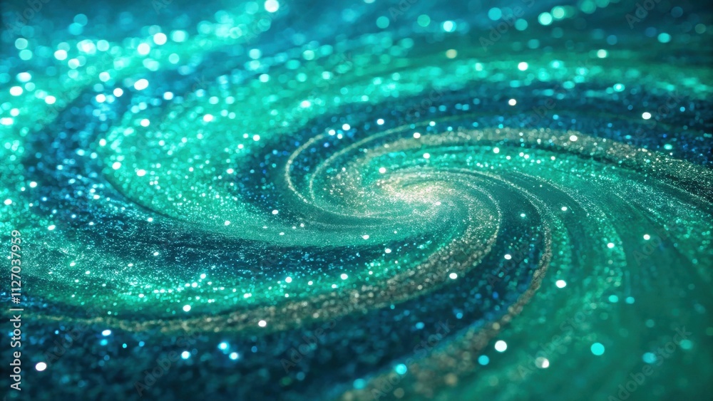 Abstract Swirling Glitter with Bokeh Lights in a Teal and Silver Gradient Abstract Swirling Glitter with Bokeh Lights in a Teal and Silver Gradient