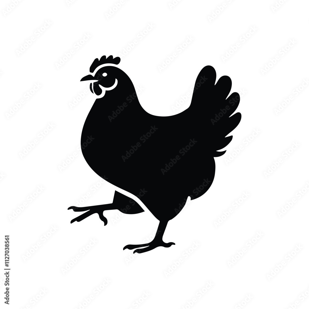 Chicken or rooster silhouette vector illustration on white background Chicken or rooster silhouette vector illustration on white background