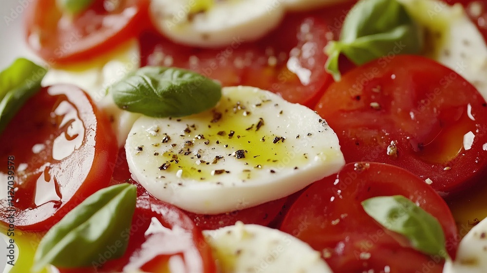 Caprese salad with fresh mozzarella and basil leaves. Caprese salad with fresh mozzarella and basil leaves.