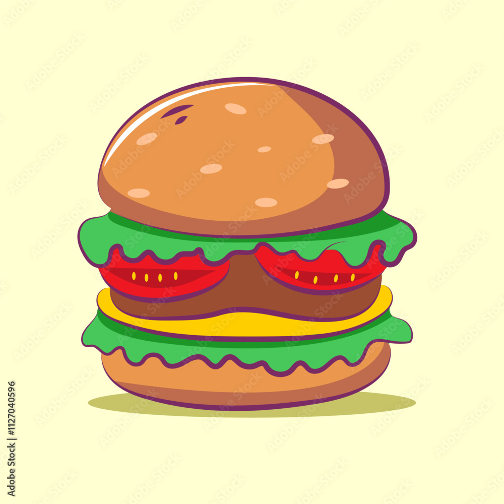 cute vector burger is flying for elements, clipart and sticker cute vector burger is flying for elements, clipart and sticker