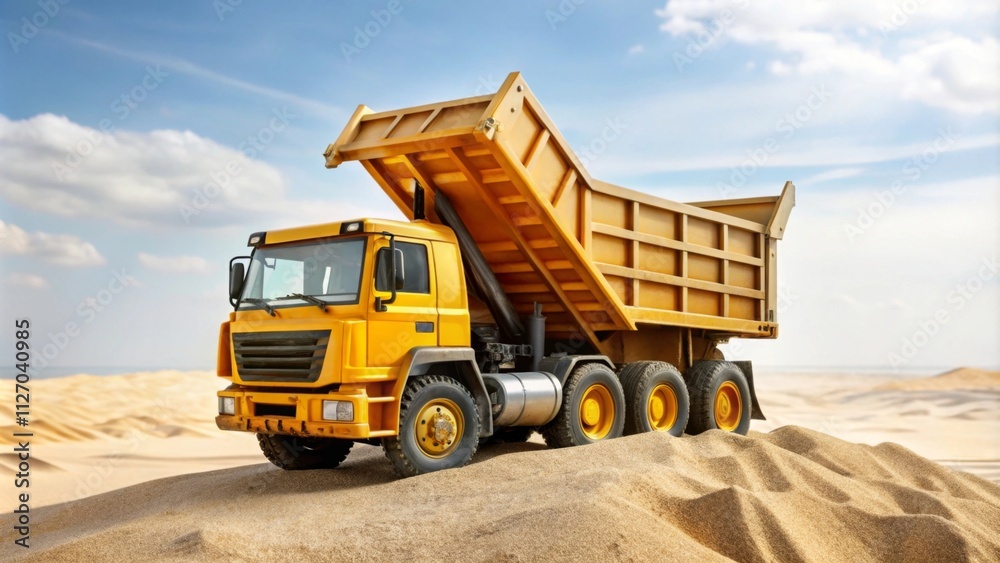Dump truck in the desert sand Dump truck in the desert sand