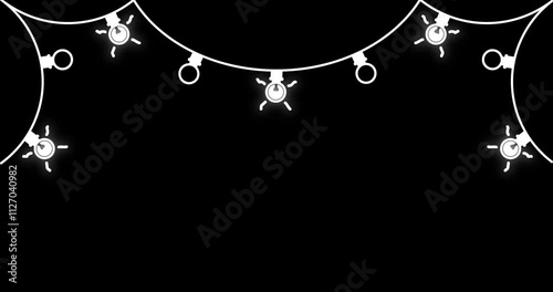 White garland blinking animation. Transparent background. Alpha channel.