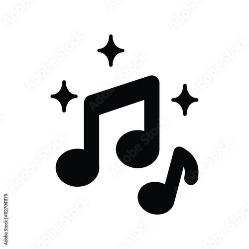 Music Notes lgyph icon with white background vector stock illustration
