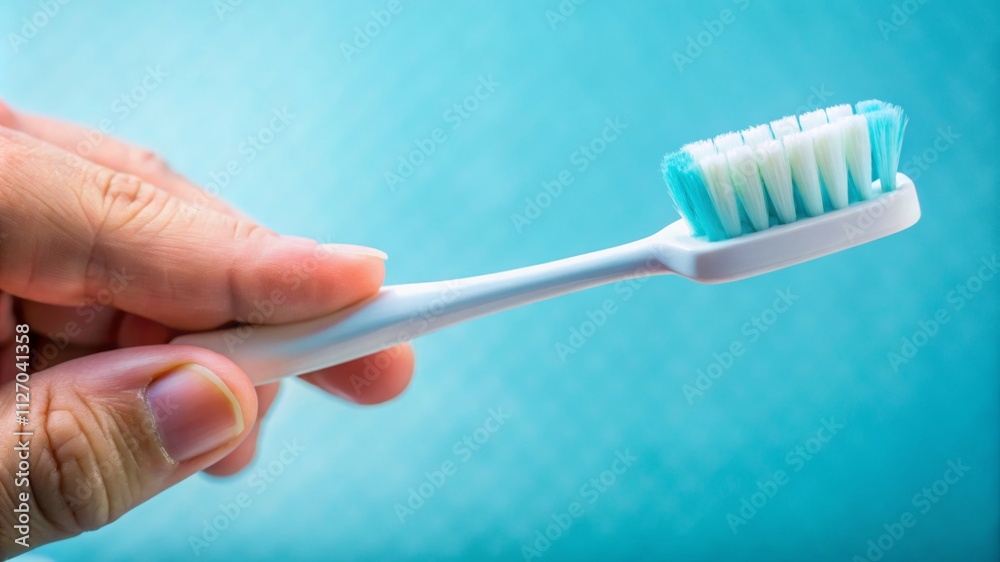 Man holding in hand toothbrush on blurred background Man holding in hand toothbrush on blurred background