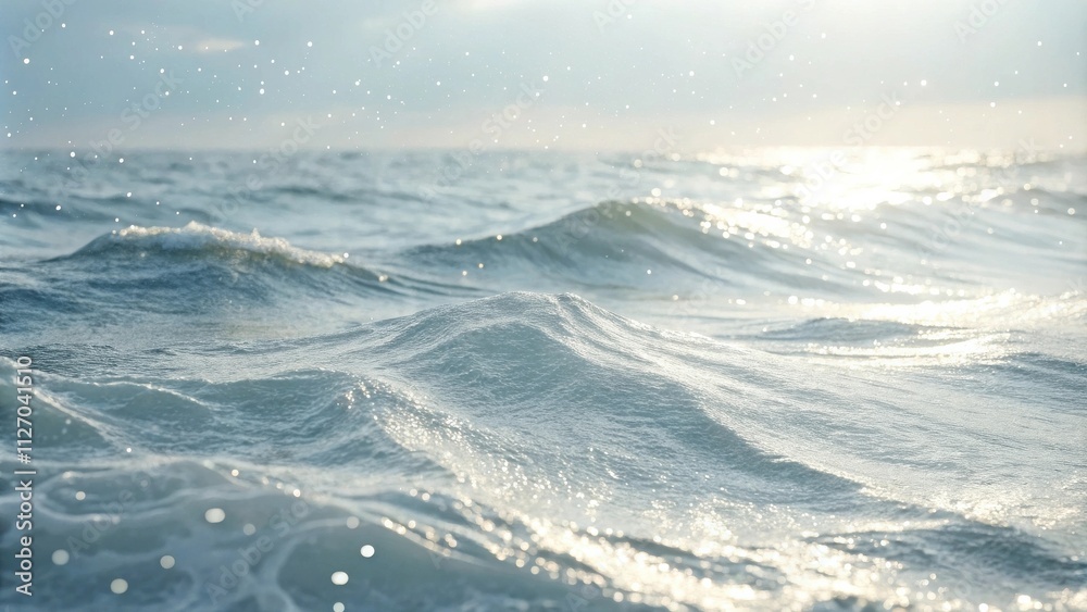 Close-up View of Sparkling Ocean Waves with Glimmering Light Reflecting off the Water Surface Close-up View of Sparkling Ocean Waves with Glimmering Light Reflecting off the Water Surface