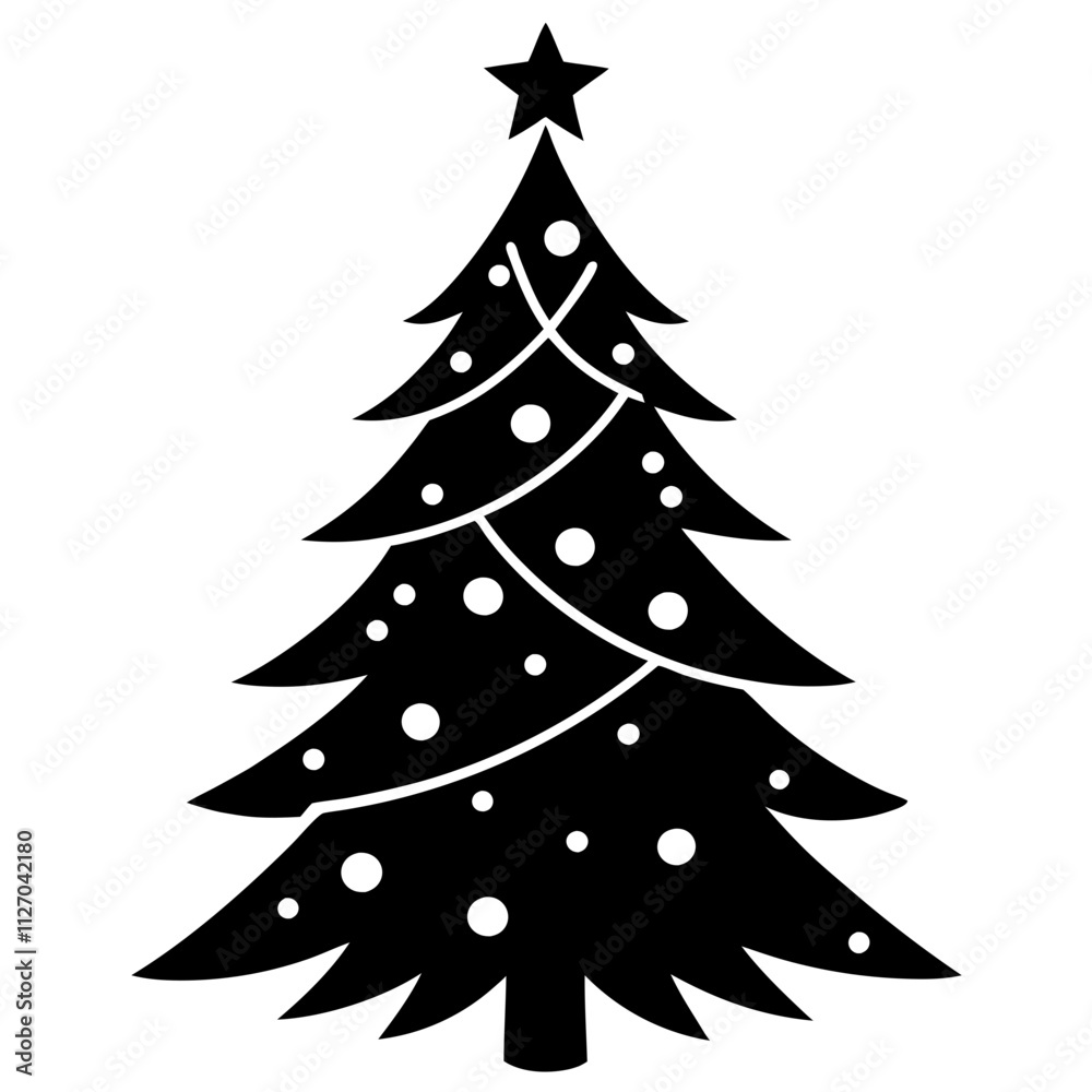 Fototapeta premium Christmas tree vector element on white background