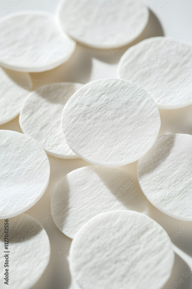 White cotton disc pads stack, isolated on white background White cotton disc pads stack, isolated on white background