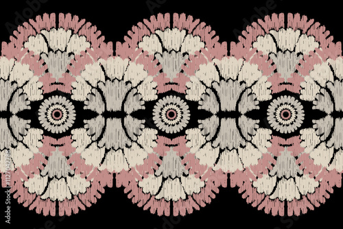 Motifs African boho paisley Floral Ikat pattern embroidery border. Ethnic ikat floral Ethnic Indian Pattern Ikat pattern Ethnic Pattern.Border Indian floral Aztec embroidery border seamless patterns.