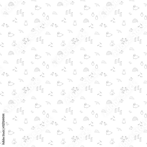 Polar animals seamless pattern. Cute Cartoon arctic animals background. Vector Illustration.