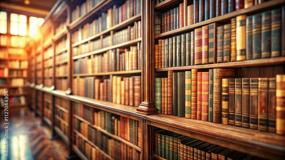Old classic Library with many shelves and retro books Old classic Library with many shelves and retro books
