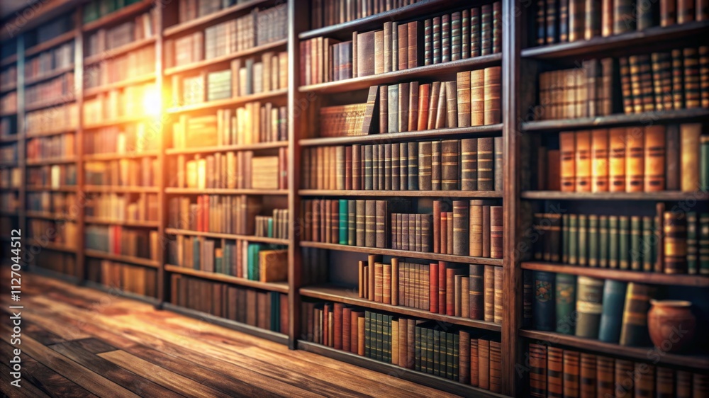 Old classic Library with many shelves and retro books Old classic Library with many shelves and retro books