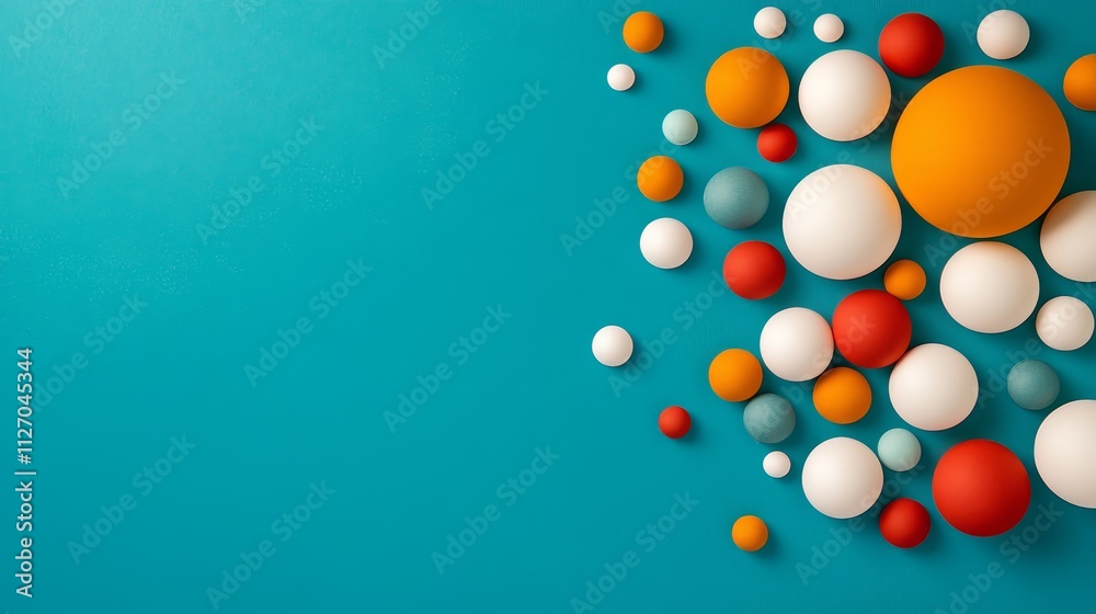 A collection of vibrant balloons floating freely against clear blue sky background A collection of vibrant balloons floating freely against clear blue sky background