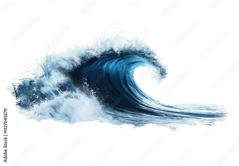 Water wave isolated on a white background, water splash in the air, clean and minimalistic with copy space for text. Water wave isolated on a white background, water splash in the air, clean and minimalistic with copy space for text.