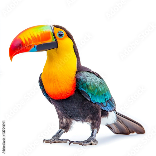 Colorful toucan isolated on white background for nature and wildlife design projects. photo