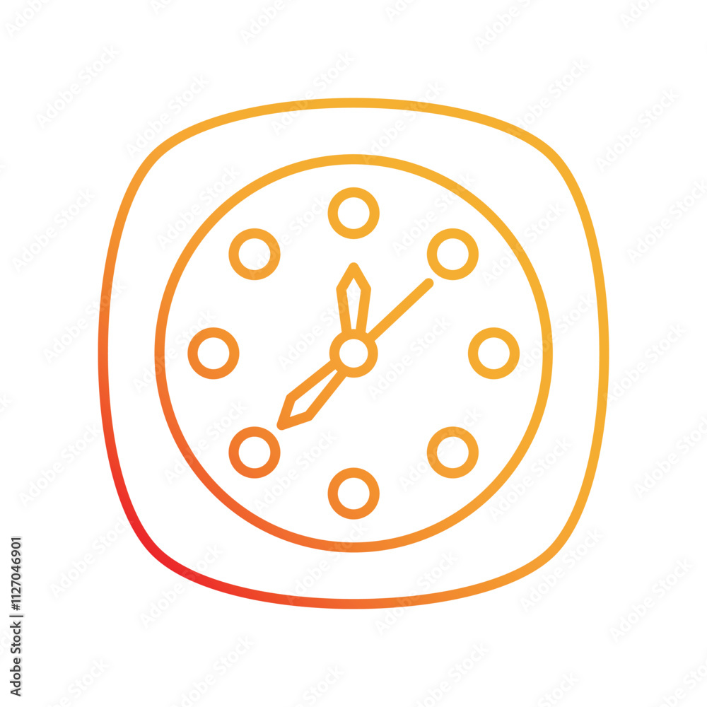 Clock Striking Midnight gradient icon with white background vector stock illustration