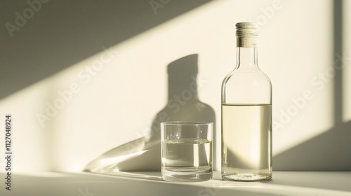 Wallpaper Mural Rakia bottle and glass showing detailed labeling and clear liquid. Torontodigital.ca