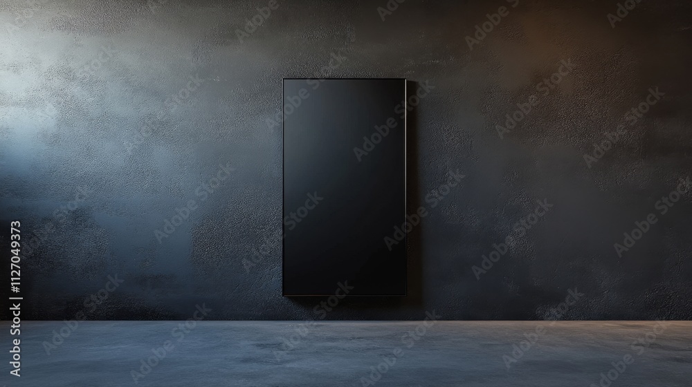 Elegant Black Vertical Frame Against Spacious Dark Wall Elegant Black Vertical Frame Against Spacious Dark Wall