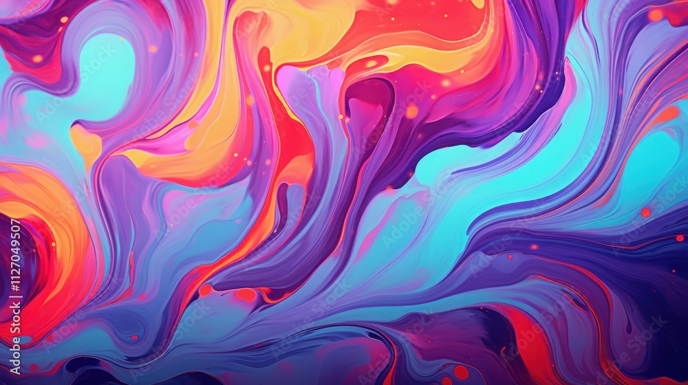 Fototapeta premium Abstract Swirling Vibrant Colors Paint Artwork