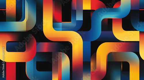 A vibrant gradient design of overlapping lines forming a seamless digital connection grid.
