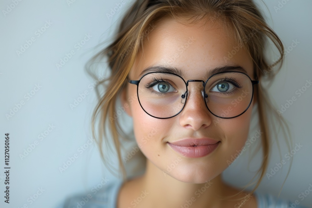Individual receiving eye care assistance, including eyewear and prescription lenses, in a retail or medical setting Individual receiving eye care assistance, including eyewear and prescription lenses, in a retail or medical setting