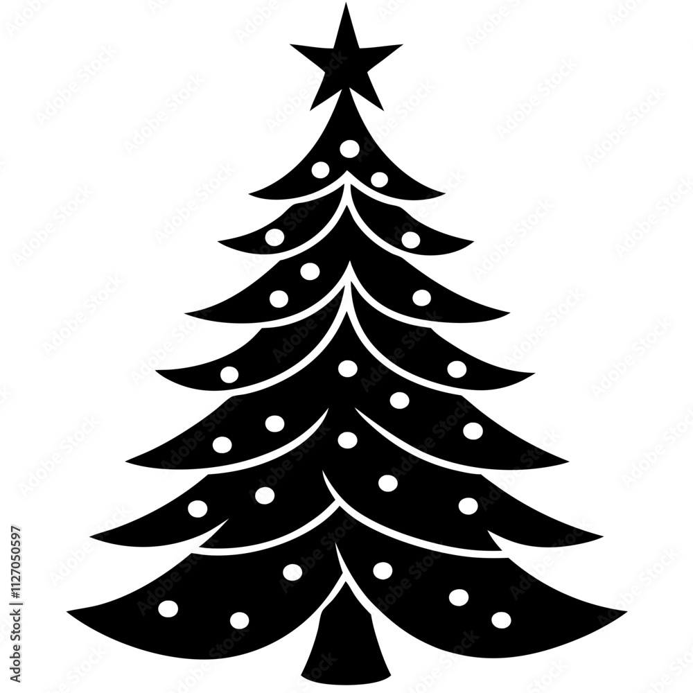 Christmas tree vector element on white background