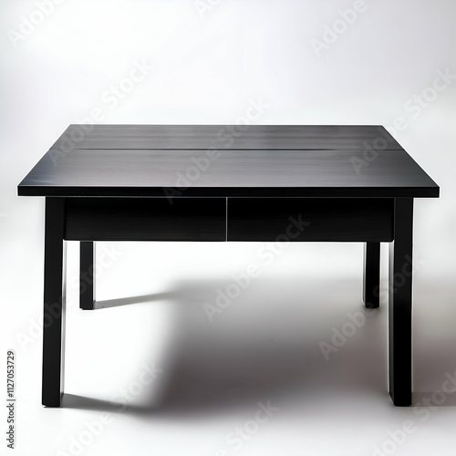 Black Table Isolated on White Background.Minimalist Black Table Isolated on White Background for Modern Design Concepts