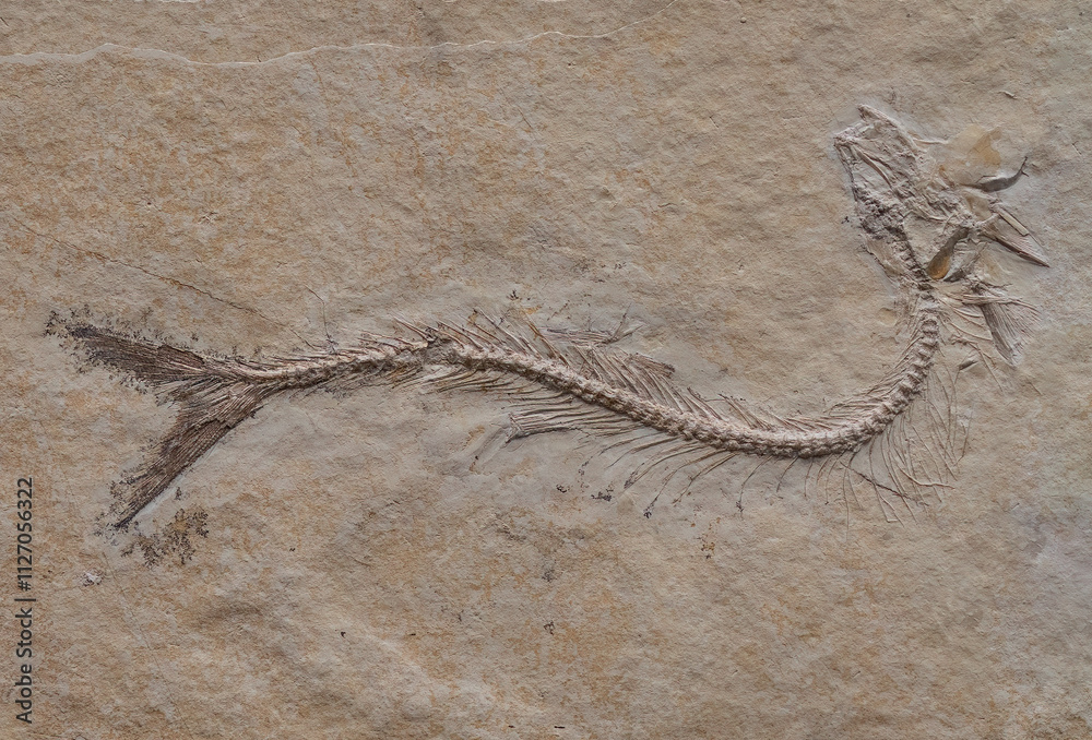 fossil of fish Thrissops formosus in stone fossil of fish Thrissops formosus in stone