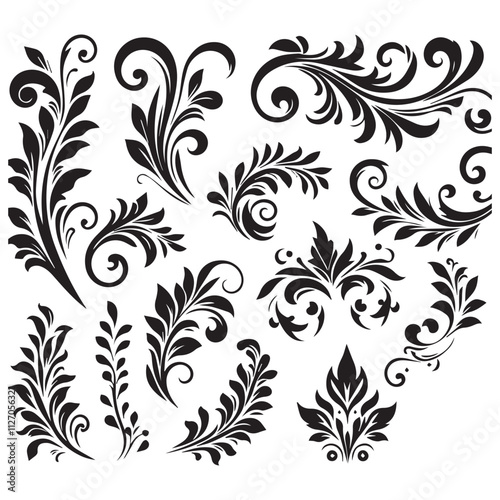 Flower design elements silhouette