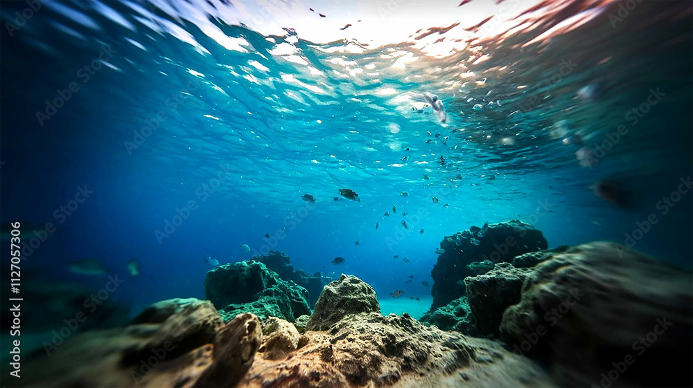 Fototapeta premium underwater scene with reef and fishes