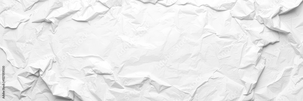 Naklejka premium Crumpled white paper with soft shadows, isolated on white background, design, shadow