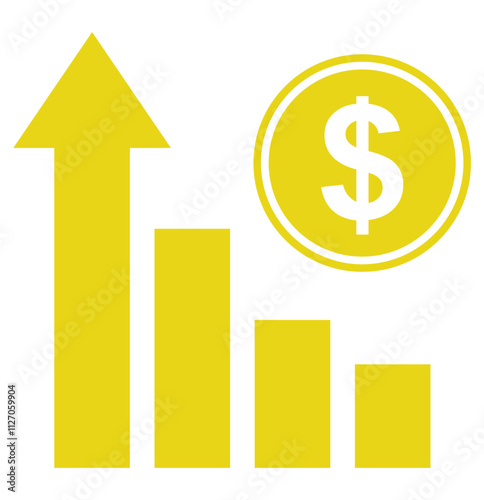 Profit growing icon. Growing bar graph icon . Progress bar. Growing graph icon graph sign. Chart increase profit. Growth success arrow icon.