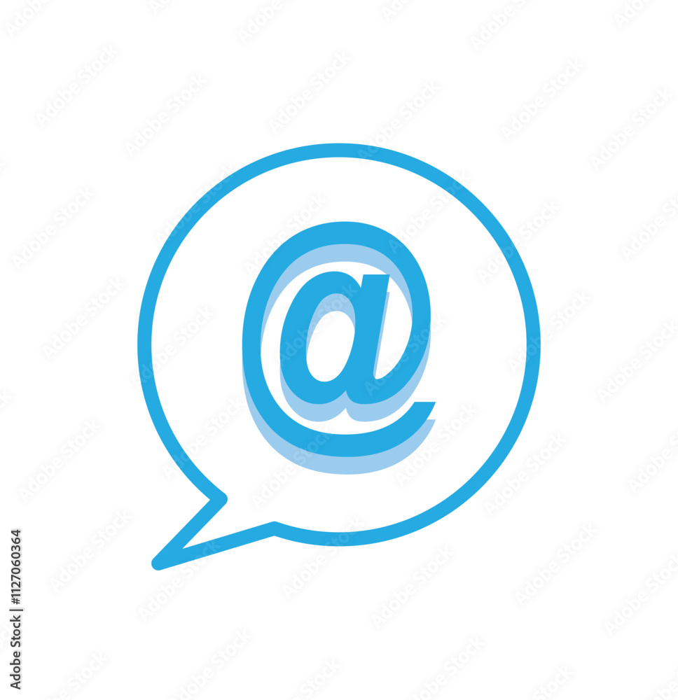 Mention icon vector isolated on speech bubble background Mention icon vector isolated on speech bubble background