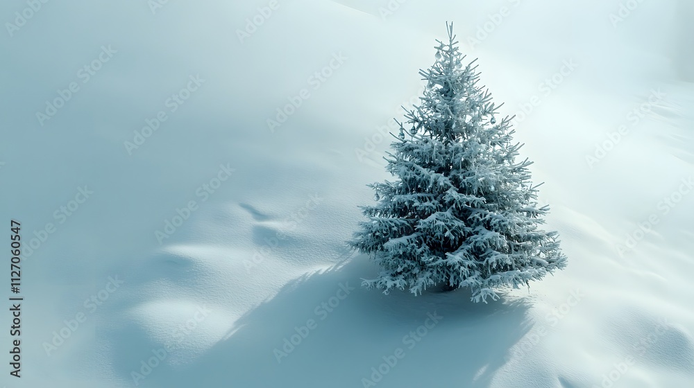 A Christmas tree decorated with clear glass ornaments stands on a pristine snow-covered hill, captured from an aerial angle. Cinematic Scene 4k resolution, cinematic scene A Christmas tree decorated with clear glass ornaments stands on a pristine snow-covered hill, captured from an aerial angle. Cinematic Scene 4k resolution, cinematic scene