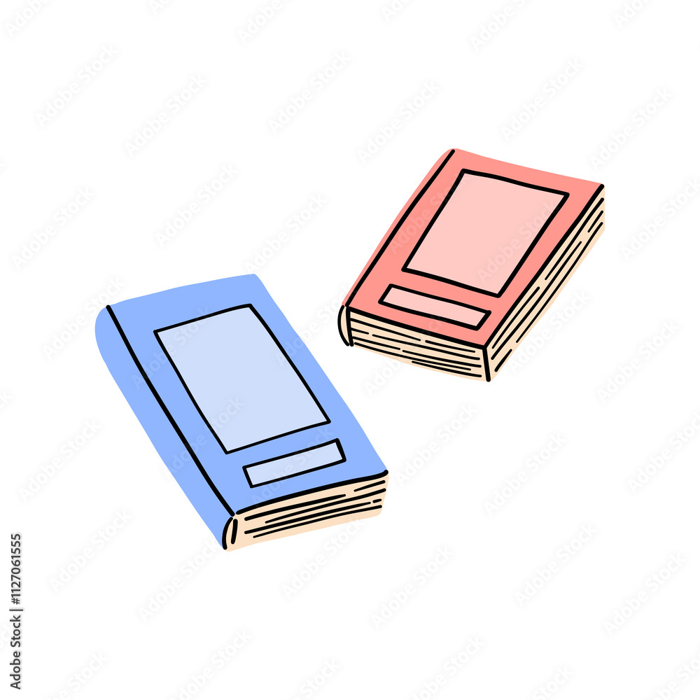 Colorful Hand-Drawn Books Illustration - Red and Blue Books for Education and Learning Concepts - PNG Colorful Hand-Drawn Books Illustration - Red and Blue Books for Education and Learning Concepts - PNG