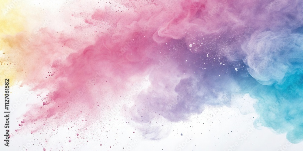 Abstract Art of Pastel Colored Powder Explosion on White Background Abstract Art of Pastel Colored Powder Explosion on White Background